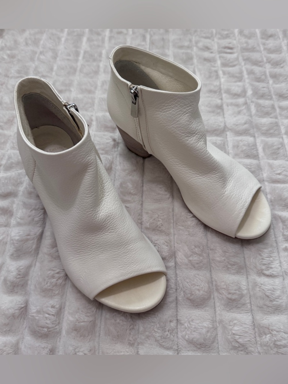 Officine Creative 36 White Pebbled Leather Open Toe Booties Ankle Boots - Picture 4 of 9